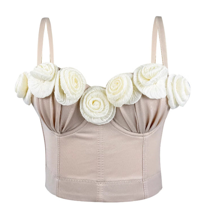 Rose Flower High-grade Outer Wear Fishbone Tops