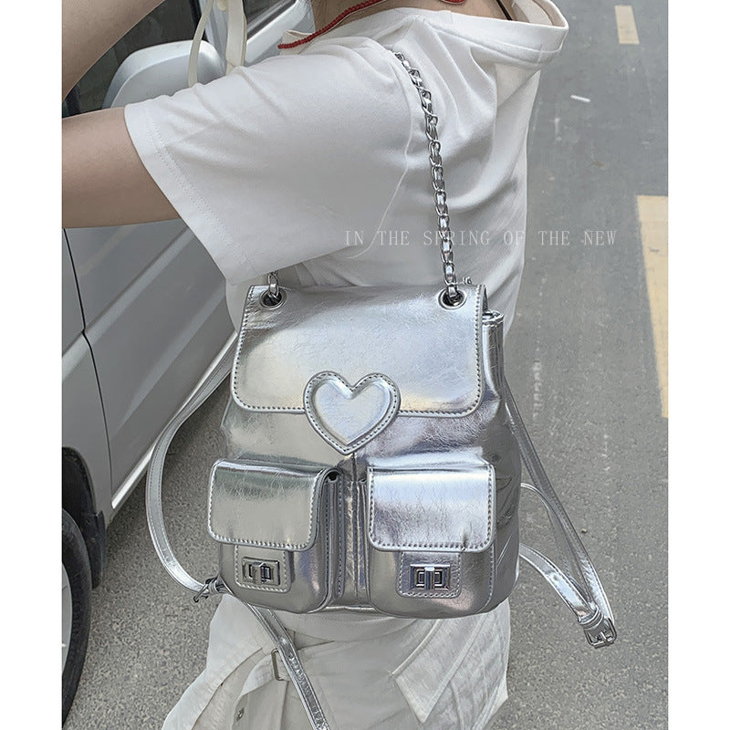Women's Niche Texture Fashion Versatile Chain Backpacks