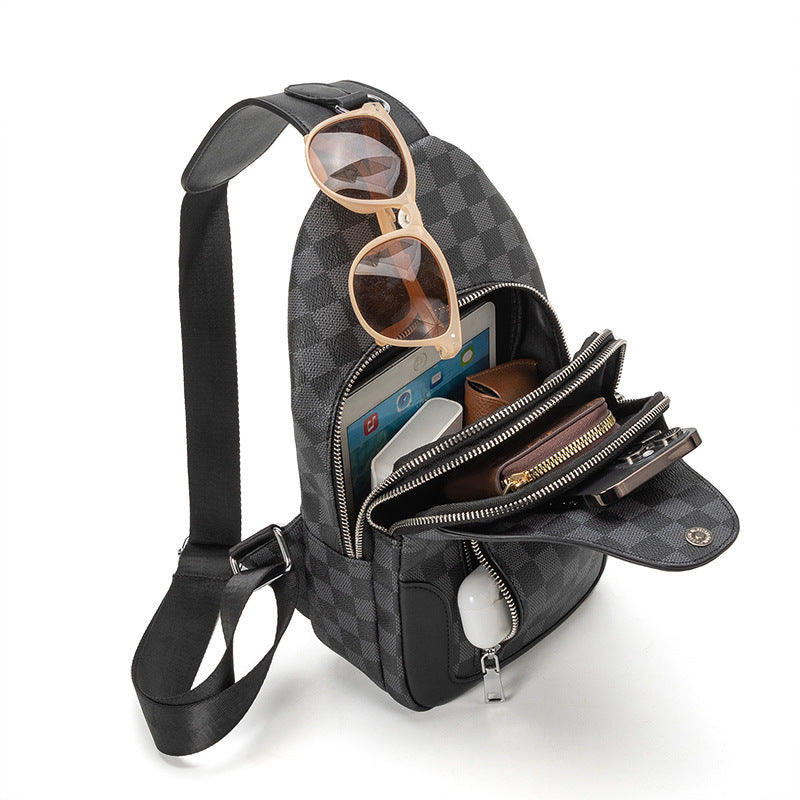 Men's Retro Fashion Light Luxury High-grade Chessboard Tactical Bags