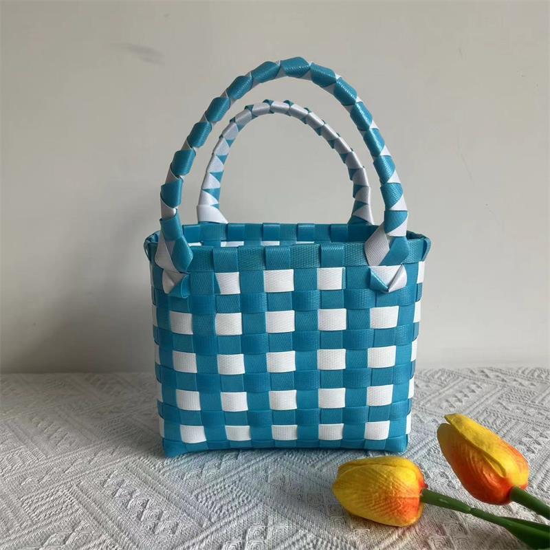 Basket Niche Color Plaid Hand Gift Small Square Bags