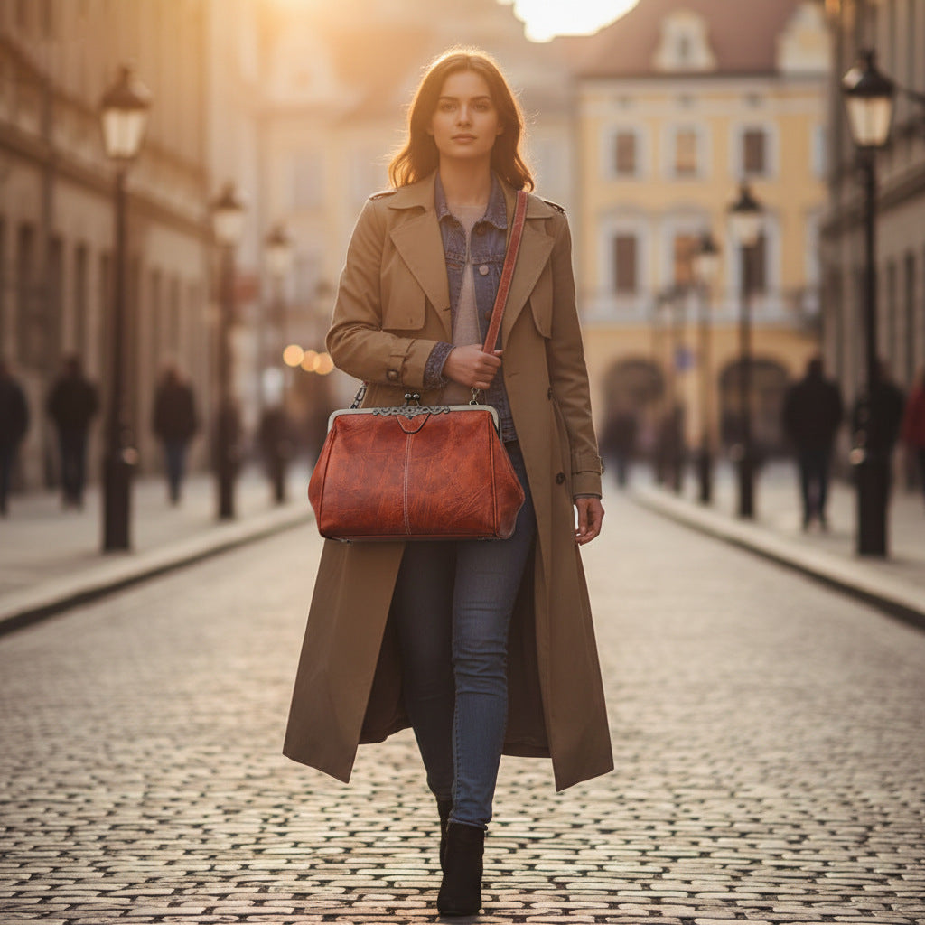 Women's Fashion Clip British Retro Big Women's Messenger Bag