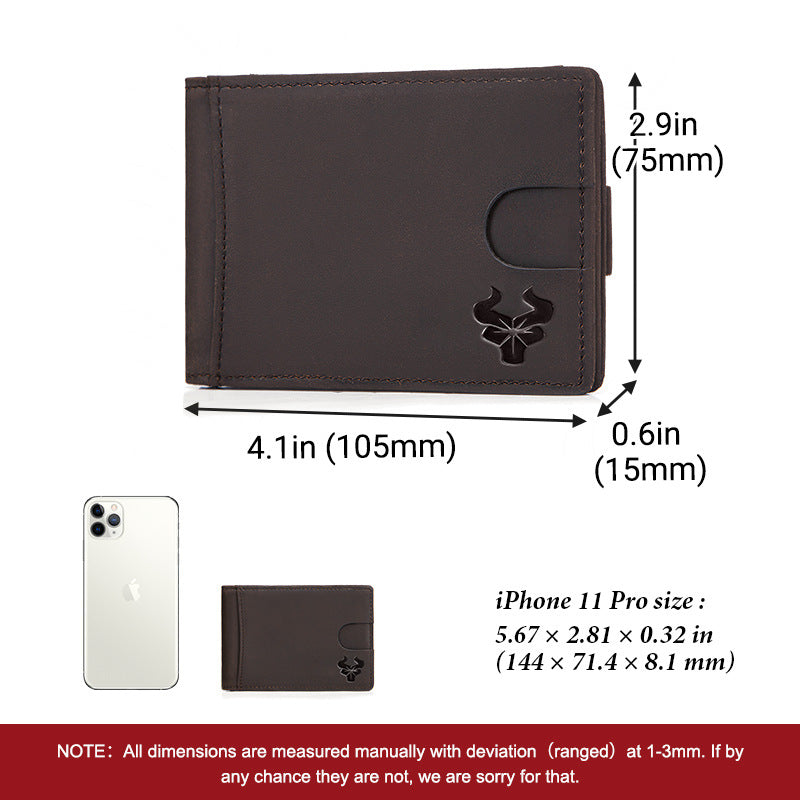 Men's Crazy Horse Leather Beauty Gold Clip Ladies Wallets