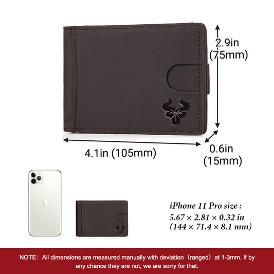 Men's Crazy Horse Leather Beauty Gold Clip Ladies Wallets