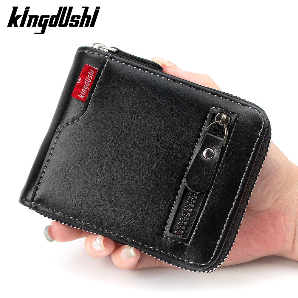 Men's Novel Design Oil Wax Leather Business Men's Wallet