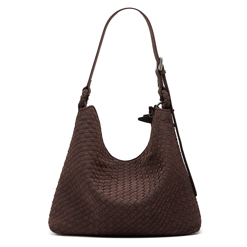 High-grade Hand-woven Suede Large Capacity Fashion Women's Shoulder Bag