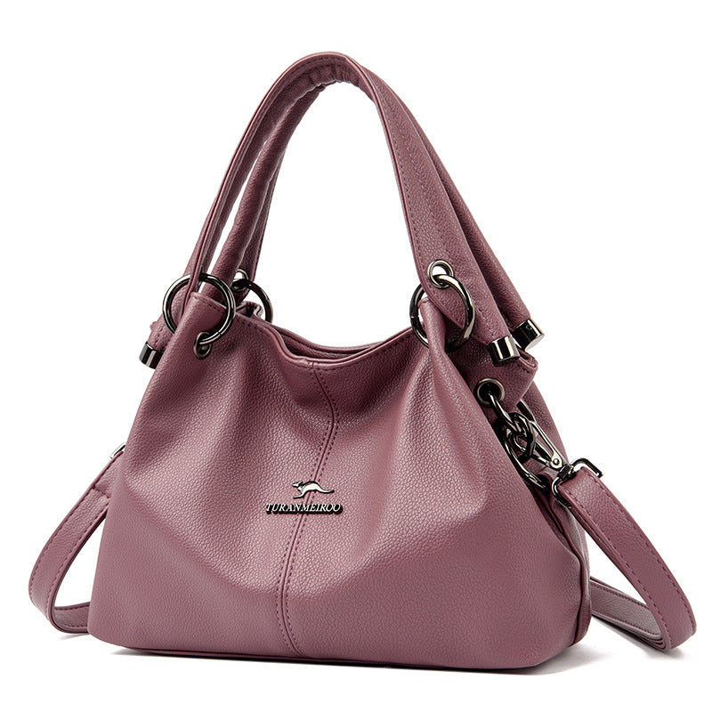 Women's Luxury Soft Leather Retro Solid Color Tote Bags
