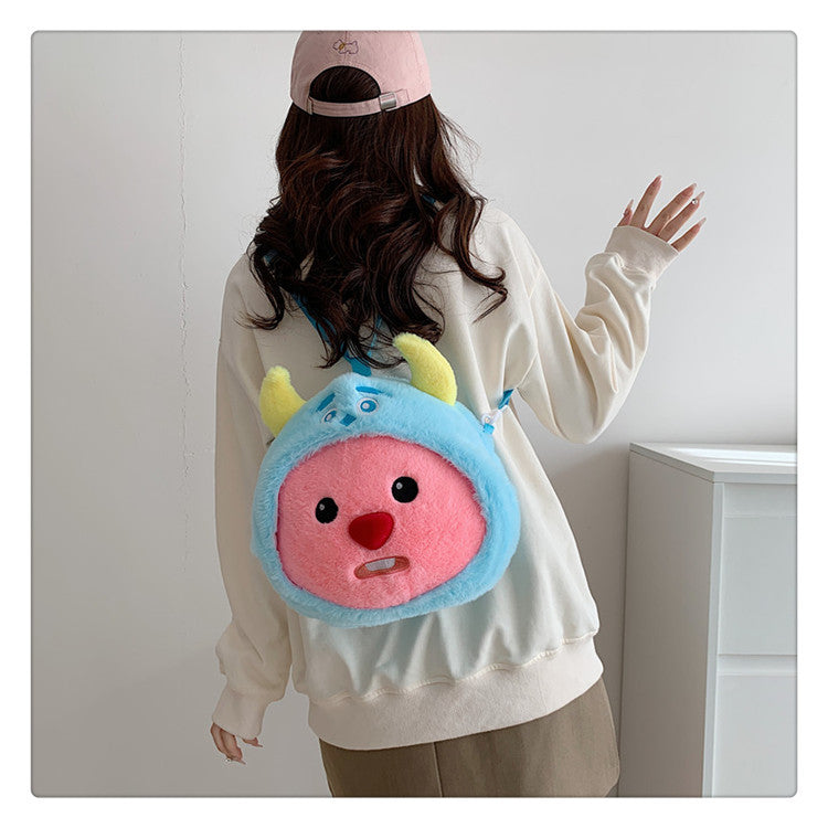 High Plush Cartoon Cute Toothless Big Head Women's Messenger Bag
