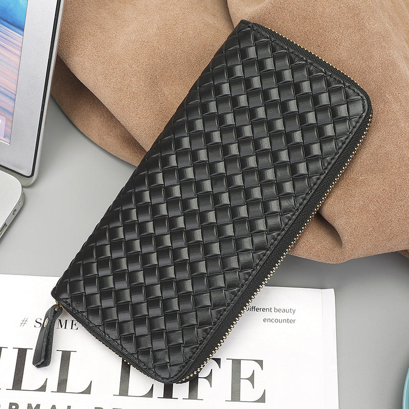 Woven Embossed Long Clutch Multi Slots Pocket Men's Wallet
