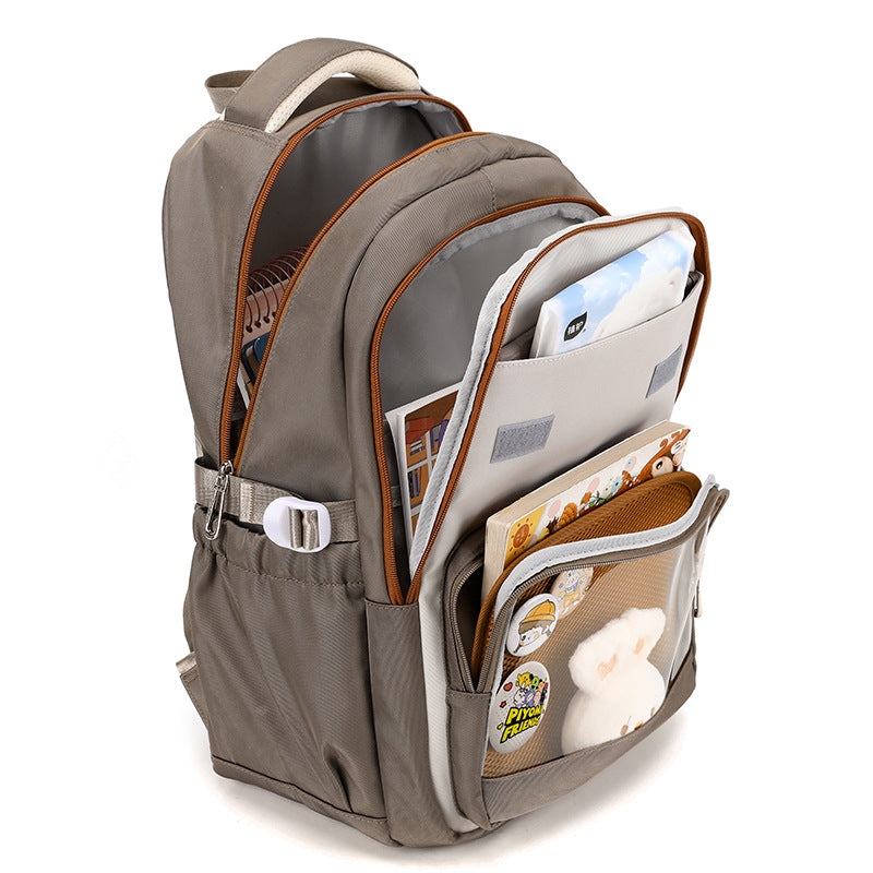 Women's Large Capacity Chinese Black Stain Resistant Middle School Students' Schoolbags