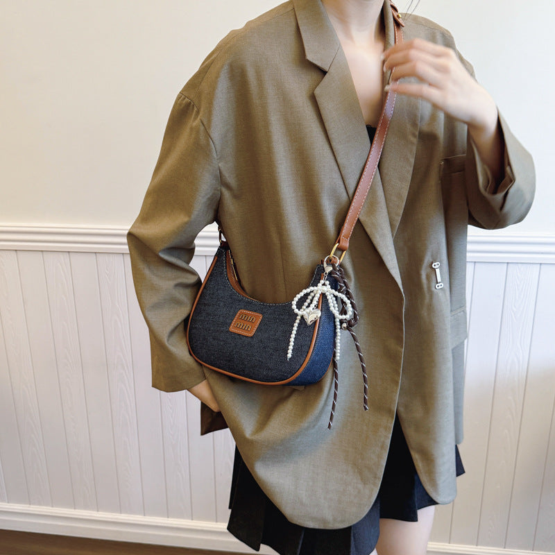 Women's Denim Crescent-shaped Underarm Fashion Selenodont Armpit Bags