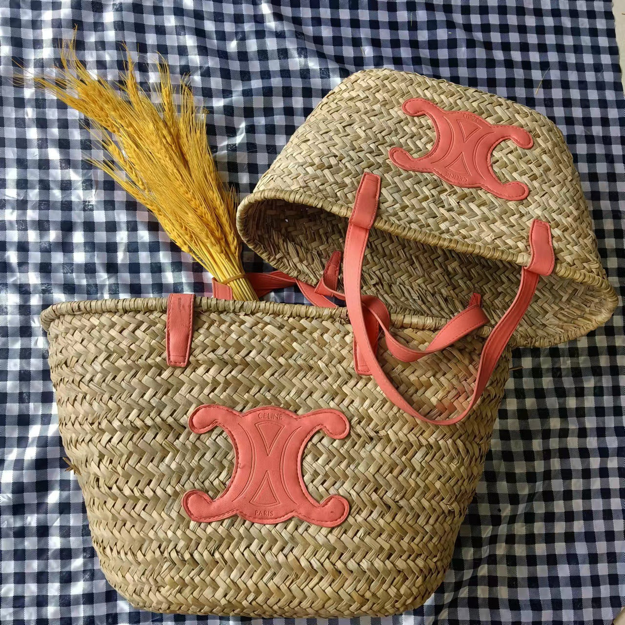 Women's Grass Oblique Knitting Craft Fashion Palm Shoulder Bags