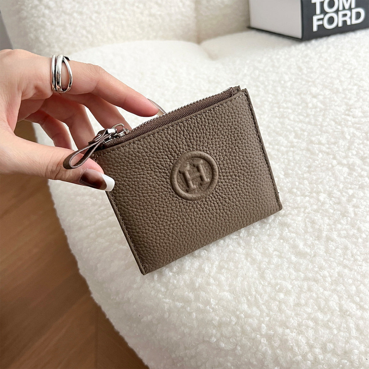 Women's Cowhide Short Half Fold Multiple Slots Ladies Wallet