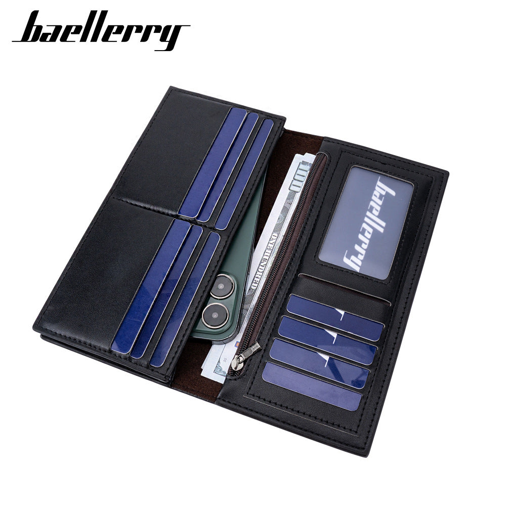 Men's Long Business Multiple Slots Zipper Green Men's Wallet