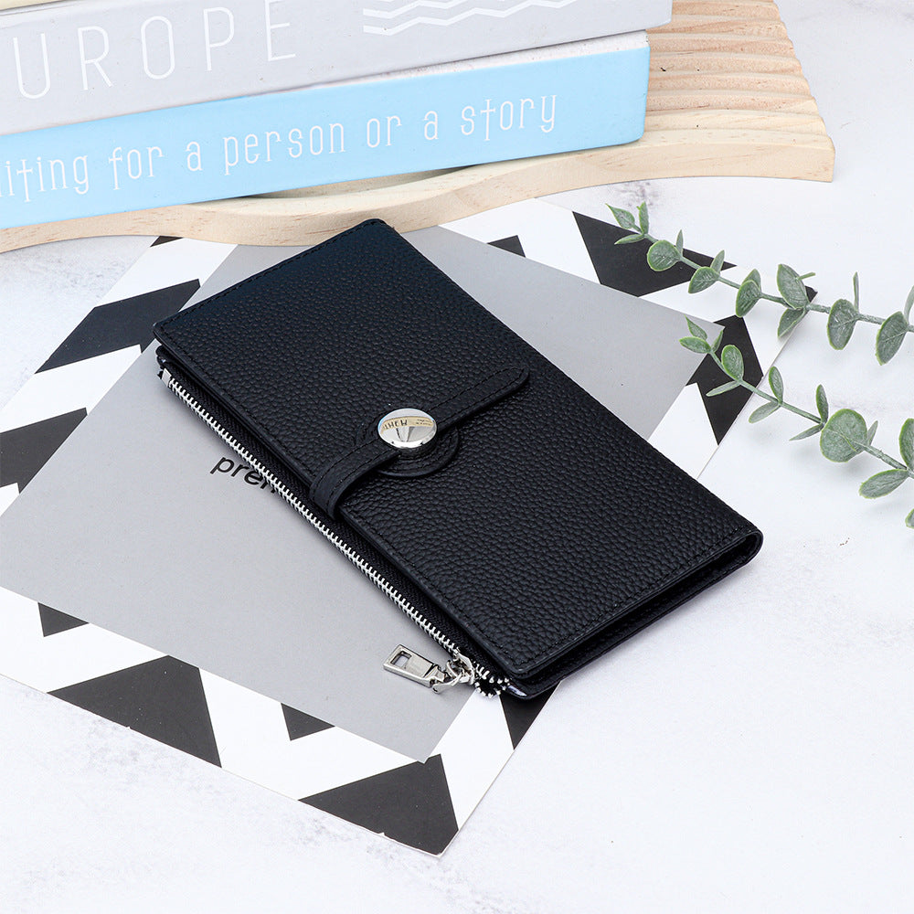 Layer Cowhide Long Fashion Fold Large Ladies Wallets