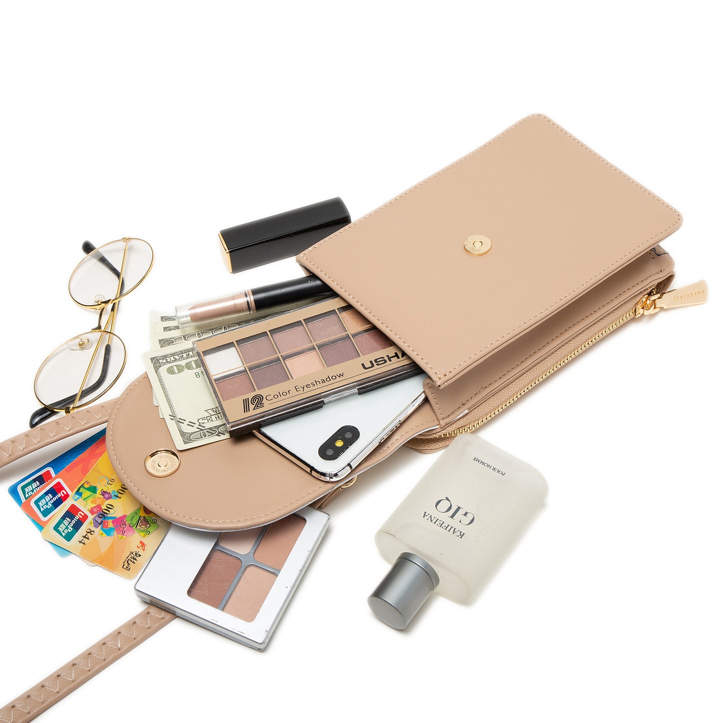 Women's Po Touch Screen Korean Printed Flip Vertical Zipper Phone Bags