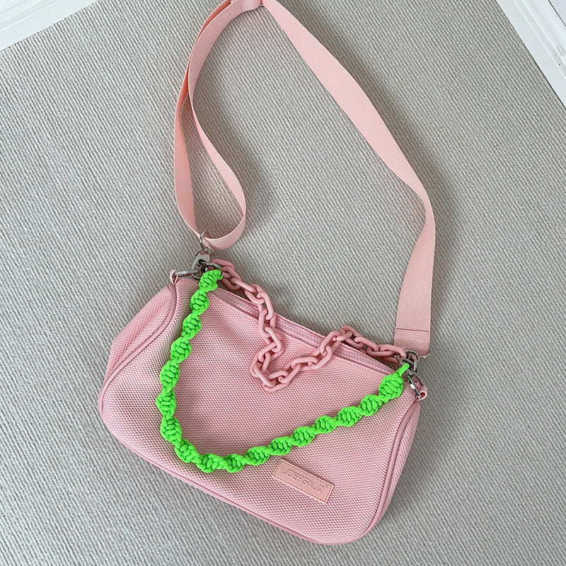 Macaron Female Fashion Grid Chain Large Shoulder Bags