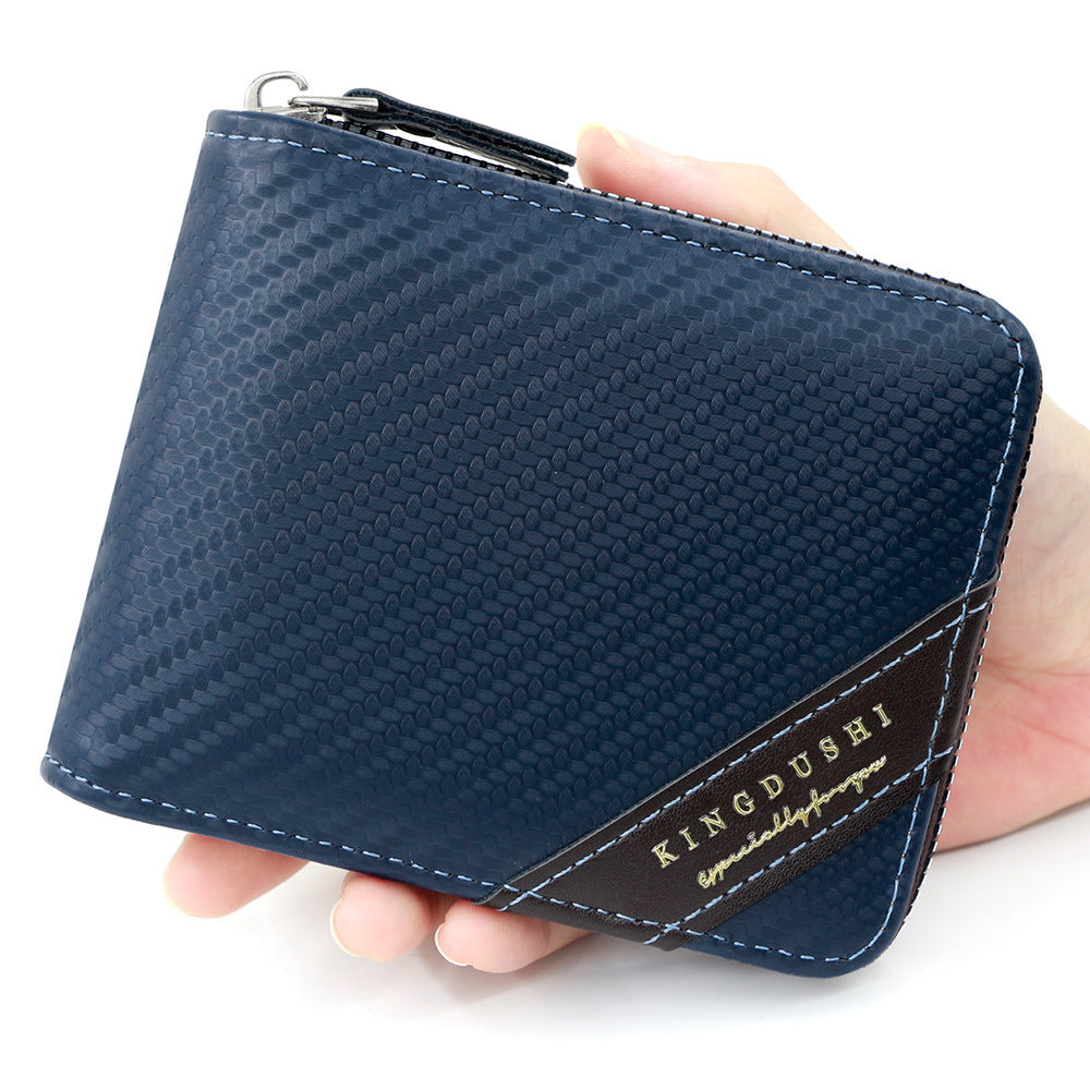 Men's Carbon Fiber Pattern Short Chain Sier Purses