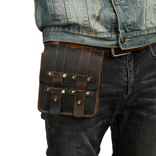 Men's Top Layer Crazy Horse Skin Cowhide Trendy Men's Chest Bags
