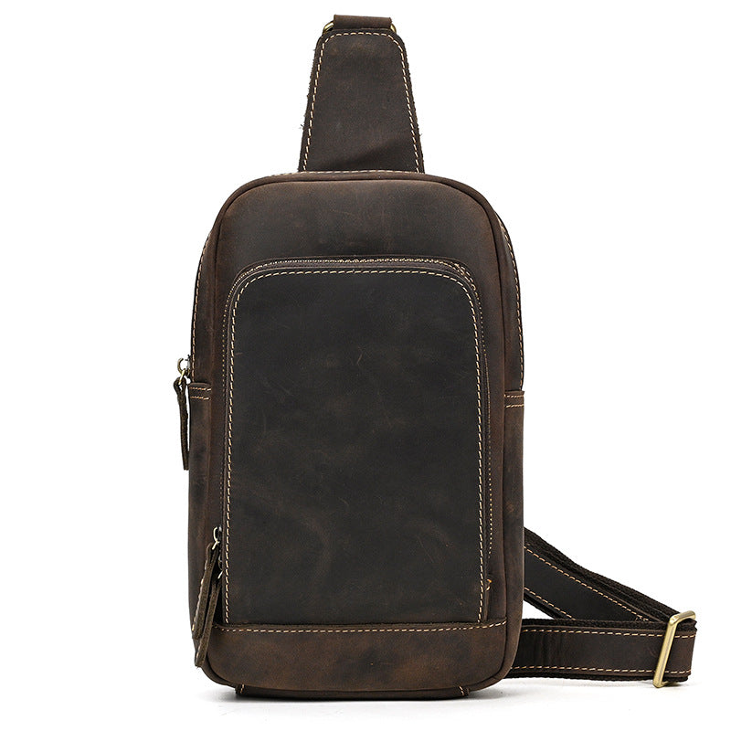 Men's Crazy Horse Leather Leisure Cowhide Commuting Men's Chest Bags