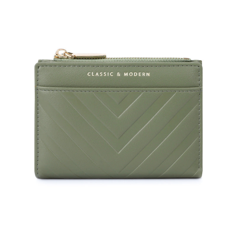 Women's Striped Embossed Leather For Multiple Slots Fashion Purses