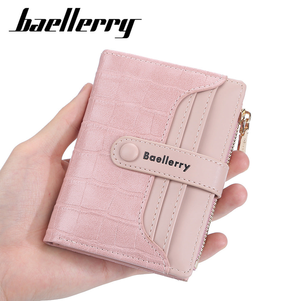Women's Korean Style Fashion Short Multiple Slots Two Fold High Ladies Wallet