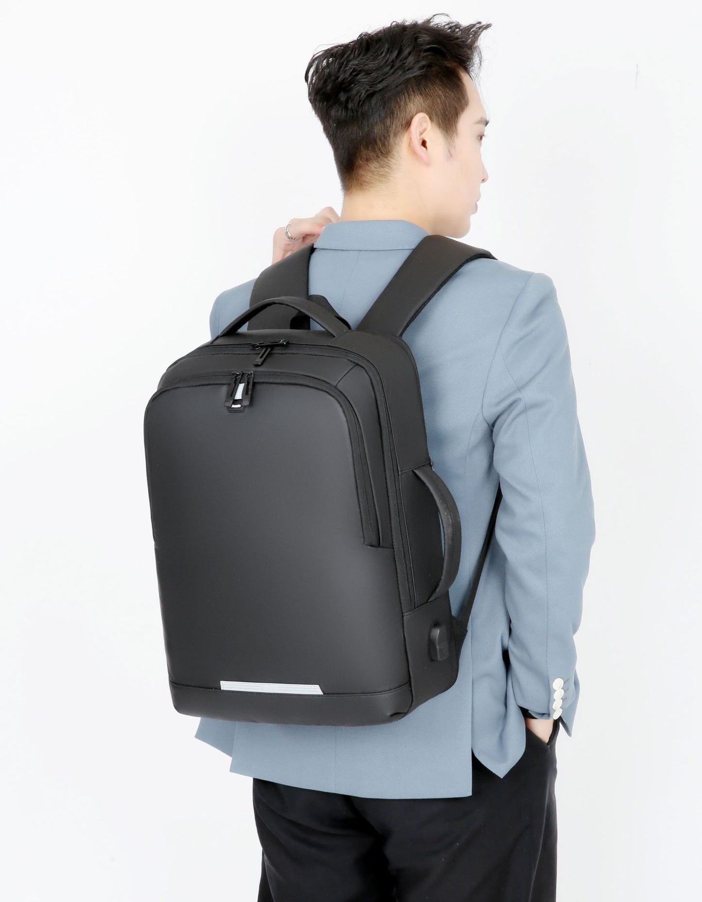Men's Waterproof Charging Reflective Expansion Business Contrast Backpacks