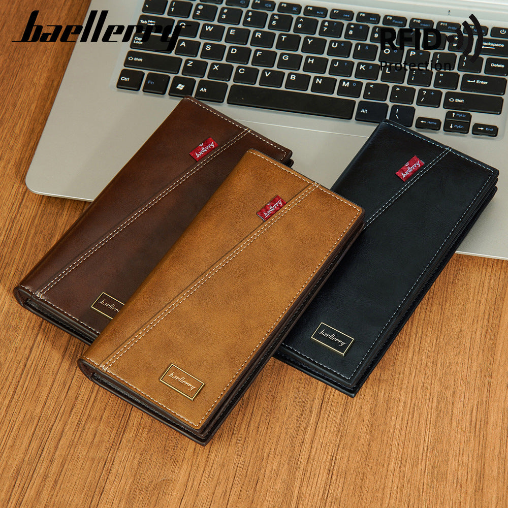 Men's Long Retro Multiple Slots Open Thin Men's Wallet