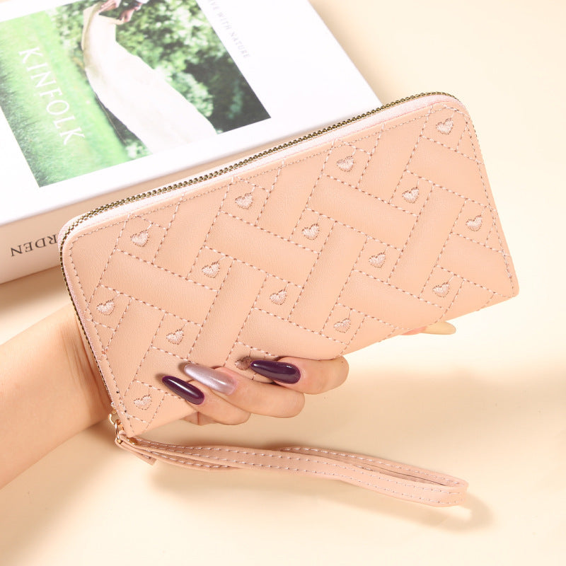 Women's Large Capacity Single Zipper Embroidered Multiple Ladies Wallet