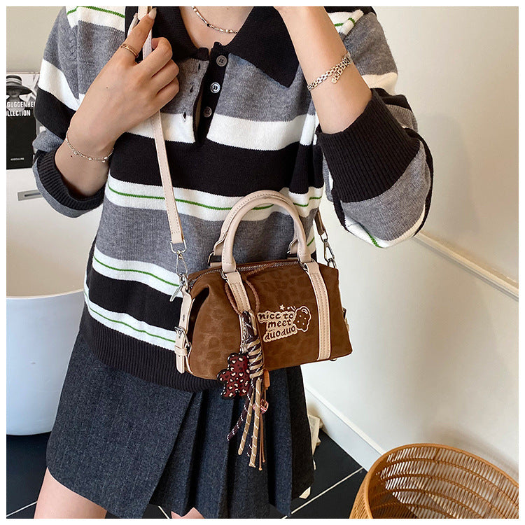 Women's Niche Fashionable Retro Portable Boston Shoulder Bags