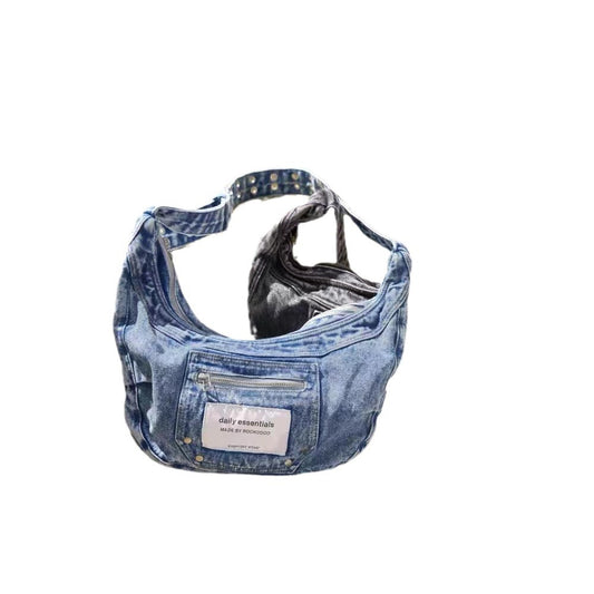 American Retro Washed Denim Commuter Hobos Crossbody Bags
