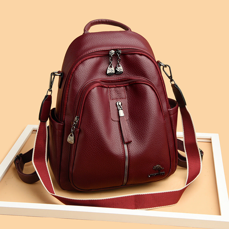 Women's Kangaroo Soft Leather Fashion Mom Large Backpacks