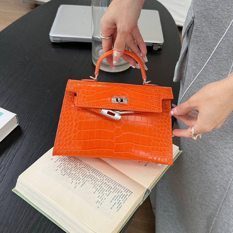 Women's Second Generation Kelly Crocodile Pattern Versatile Portable Stone Women's Messenger Bag