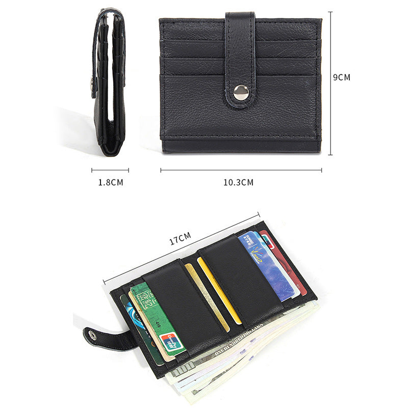 Women's First Layer Cowhide Korean Simple Short Two Ladies Wallet