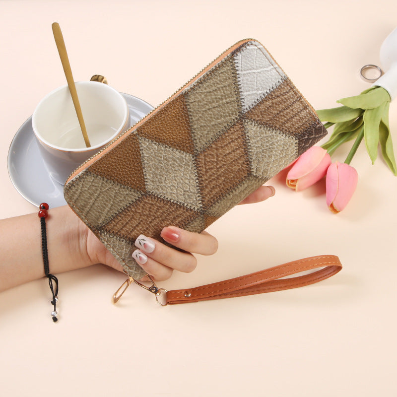 Women's Korean Contrast Color Mid-length Retro Fashion Purses
