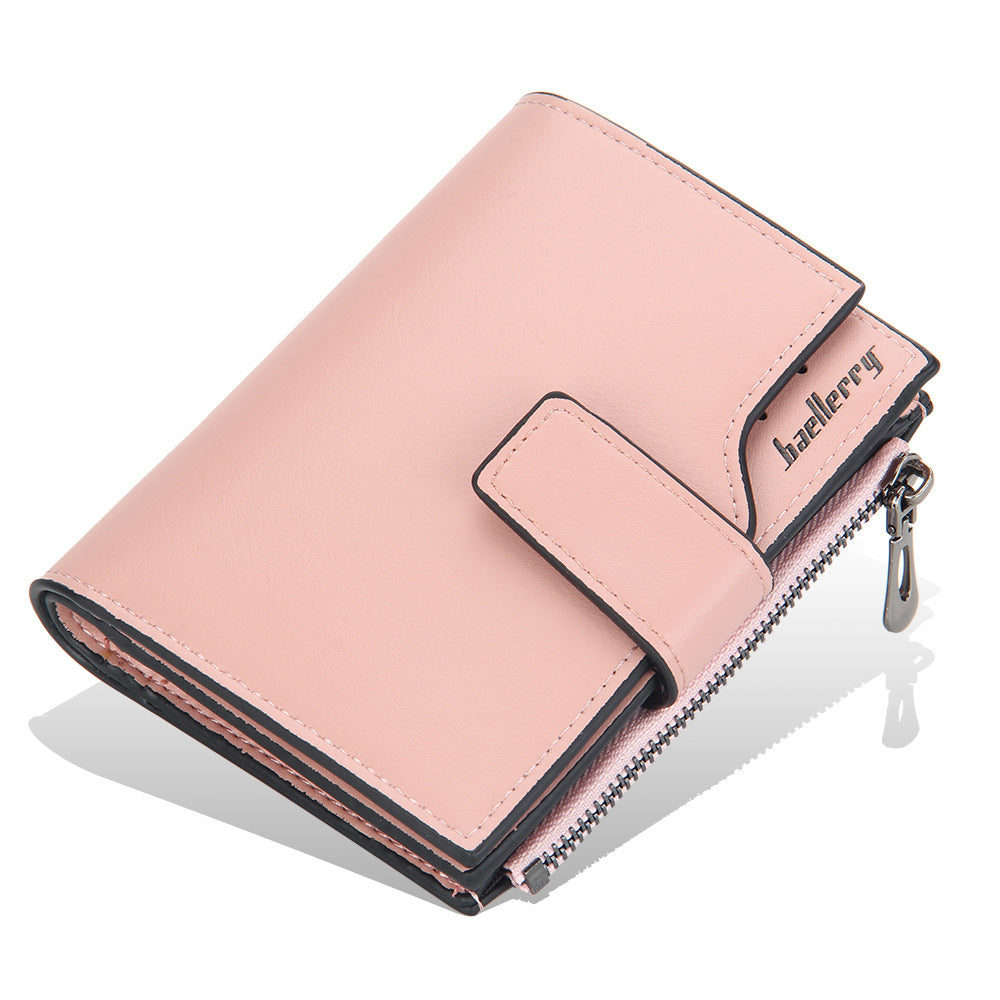 Women's Leather Short Korean Style Multiple Slots Zipper Hasp Ladies Wallet