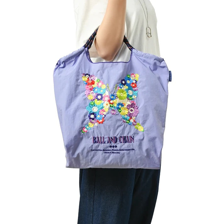 Niche Embroidered Nylon Shopping Butterfly Flower Portable Shoulder Bags