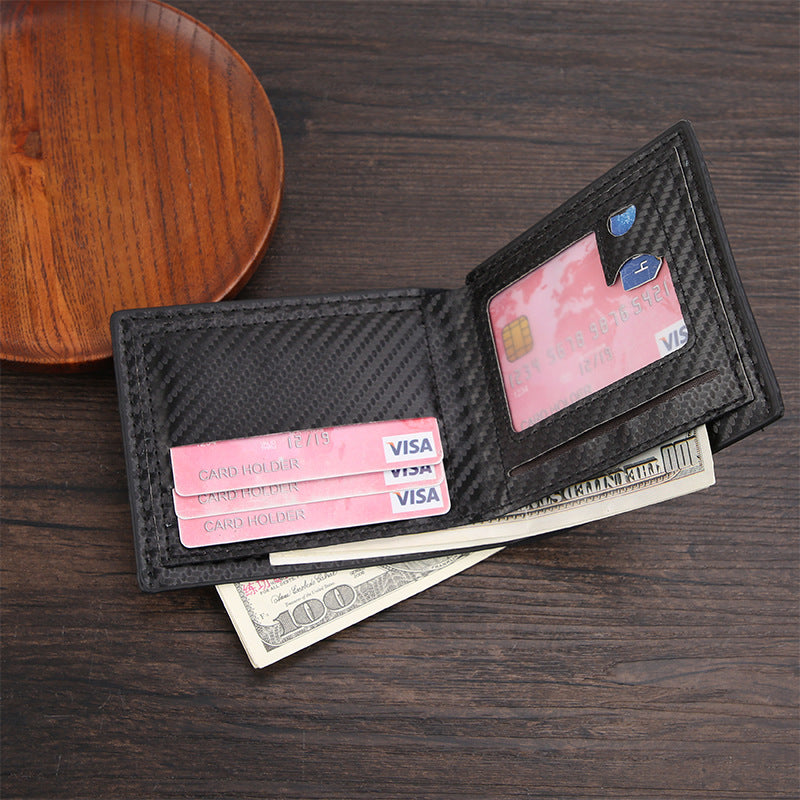 Men's Short Man's Carbon Fiber Pattern Large Men's Wallets