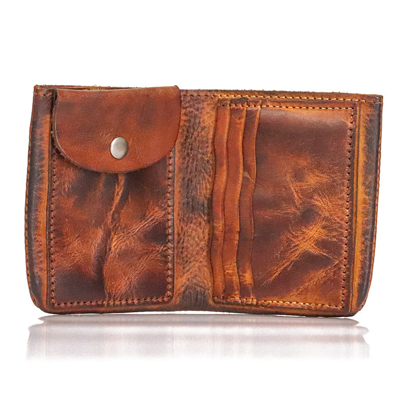 Men's Distressed Vegetable Tanning Leather Washed Simple Men's Wallets