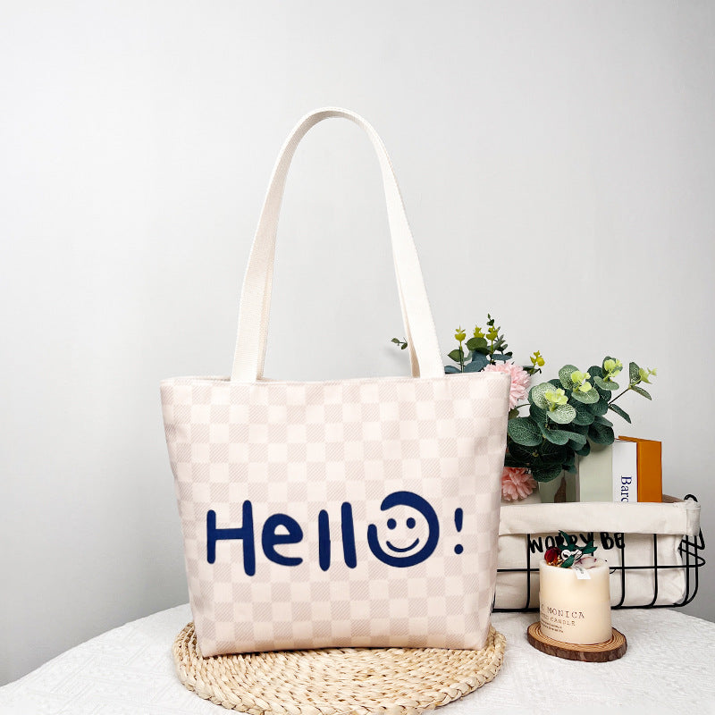 Women's Fashion Simple Letter Canvas Large Capacity Bags