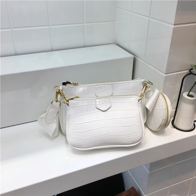 Summer Three-in-one Crocodile Pattern Soft Face Crossbody Bags