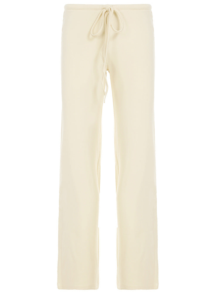 Basic Long Sleeve High Waist Drawstring Suits