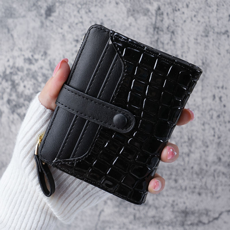 Women's Stone Crocodile Short Korean Style Zipper Ladies Wallet