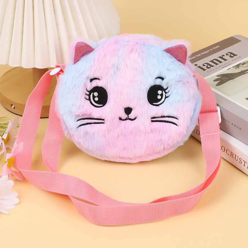 Women's & Men's Korean Cartoon Cute Plush Cat Storage Women's Messenger Bag