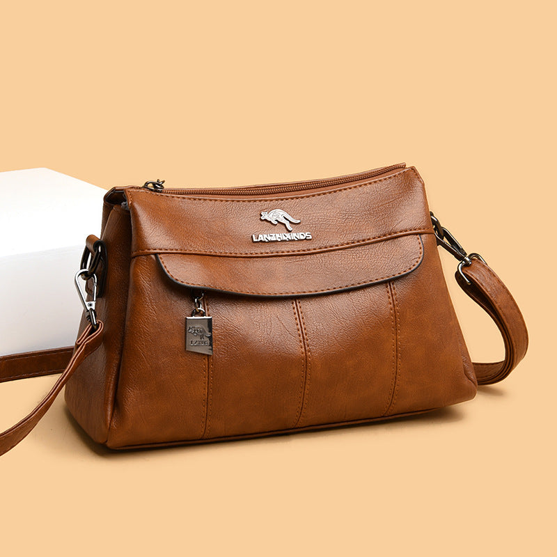 Women's Fashion Solid Color Soft Leather Large Shoulder Bags