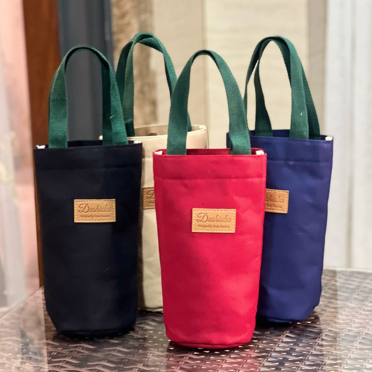 Simple Canvas Portable Water Cup Braised Thermos Women's Handbag