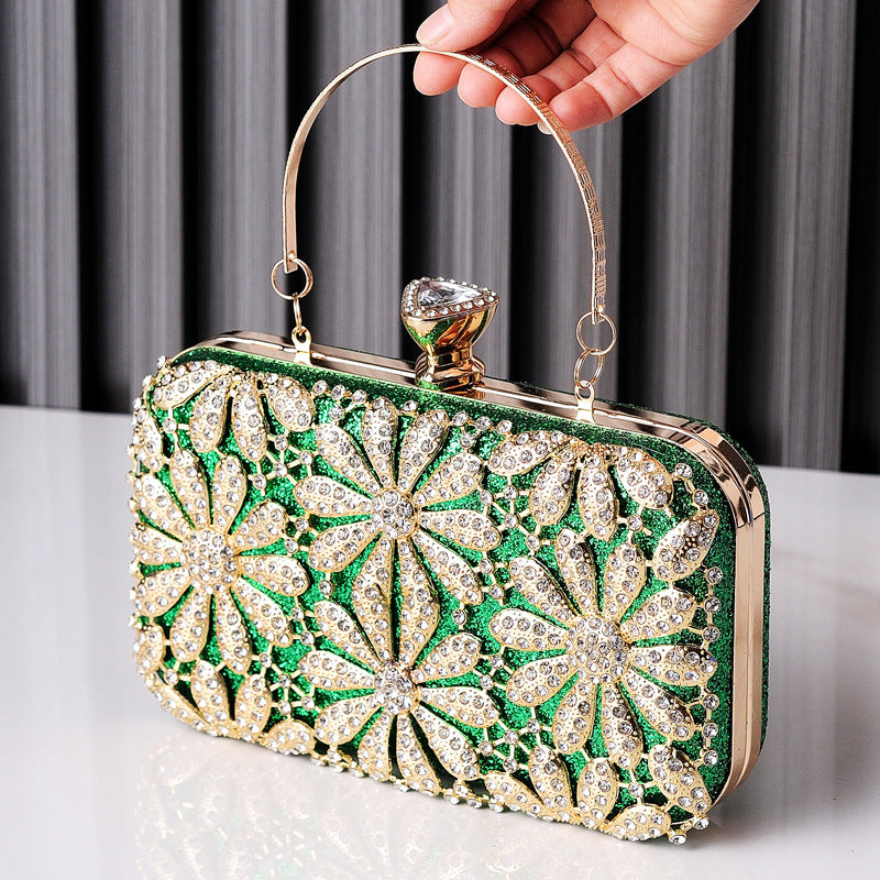 Women's Flower Rhinestone Dress Garment Hand-held Wedding Evening Bags