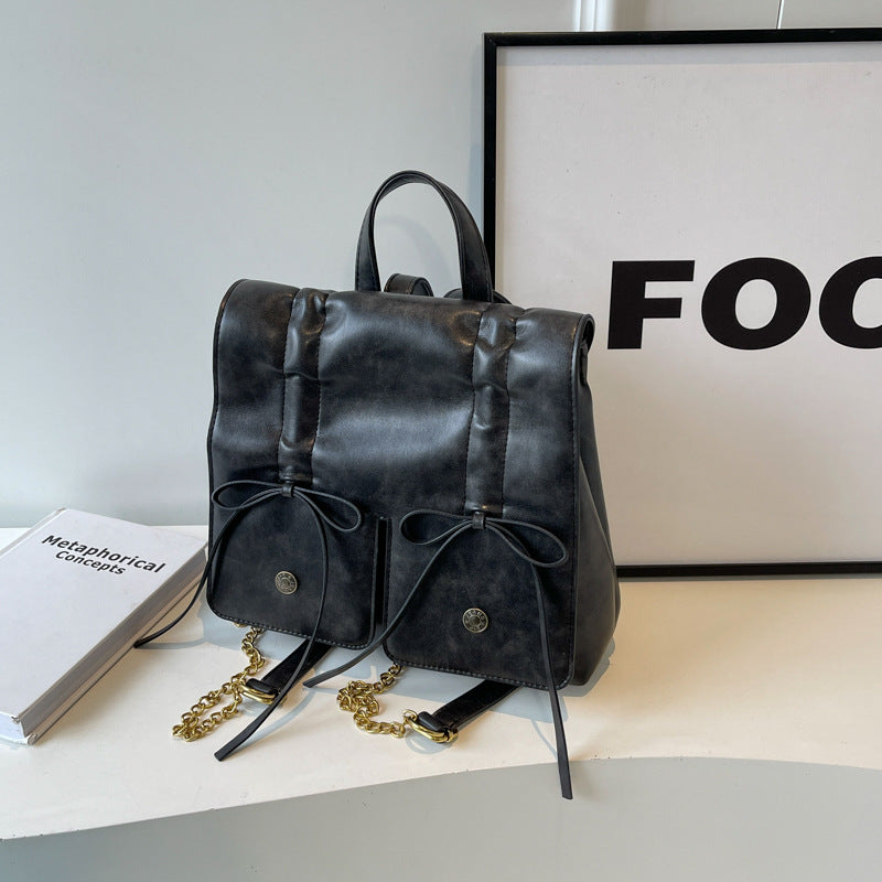 Spring Fashion Bowknot Soft Leather Cute Large Shoulder Bags