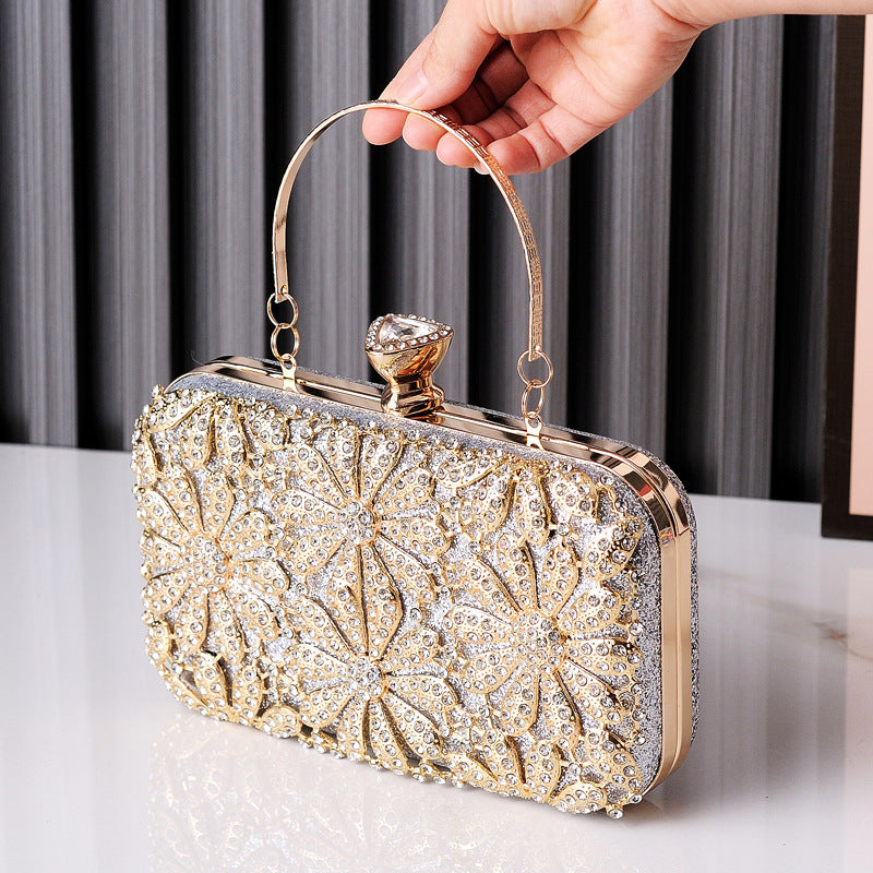 Women's Flower Rhinestone Dress Garment Hand-held Wedding Evening Bags