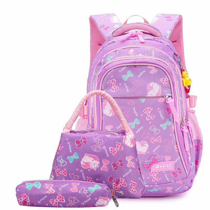Charming Korean Style Waterproof Three-piece Set Middle School Students' Schoolbags