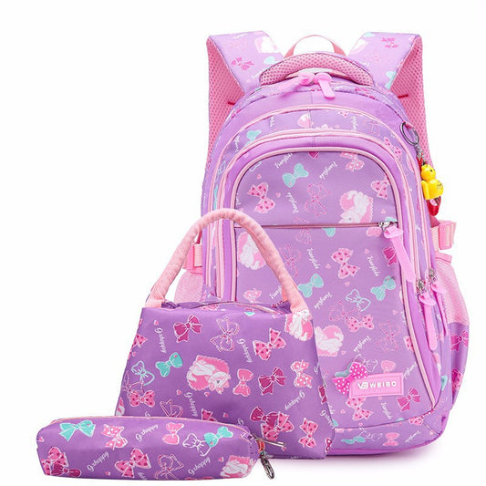 Charming Korean Style Waterproof Three-piece Set Middle School Students' Schoolbags
